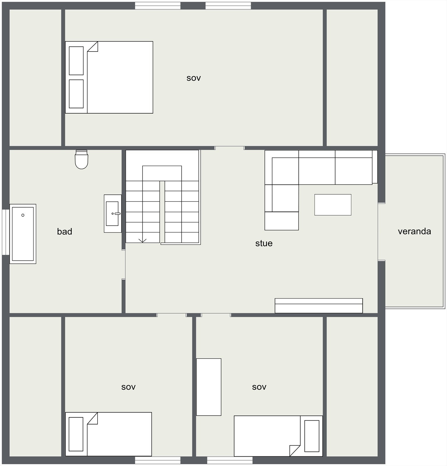 Plantegning loftsetasje. Galleribilde