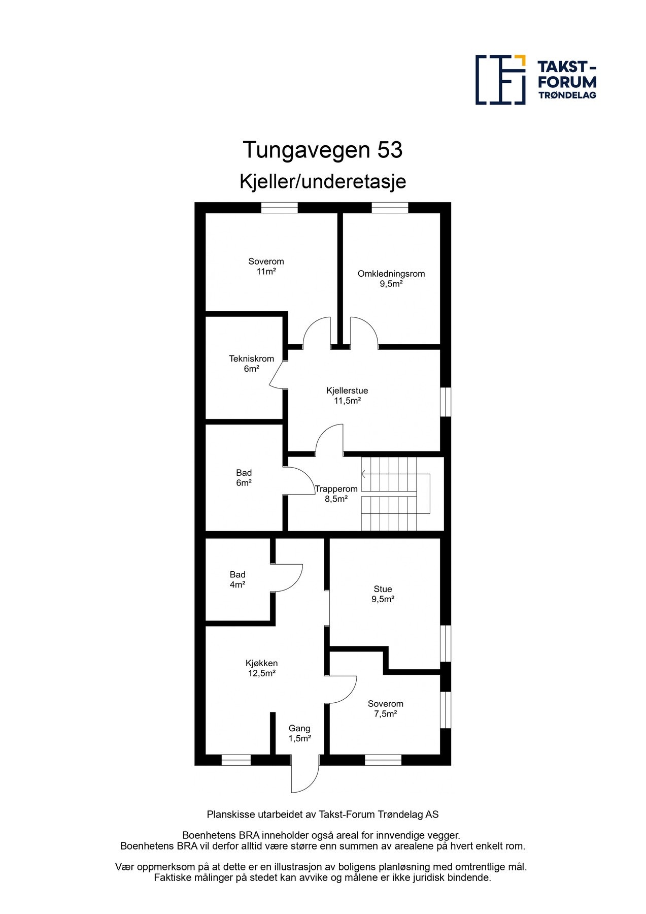 Plantegning kjeller. Galleribilde