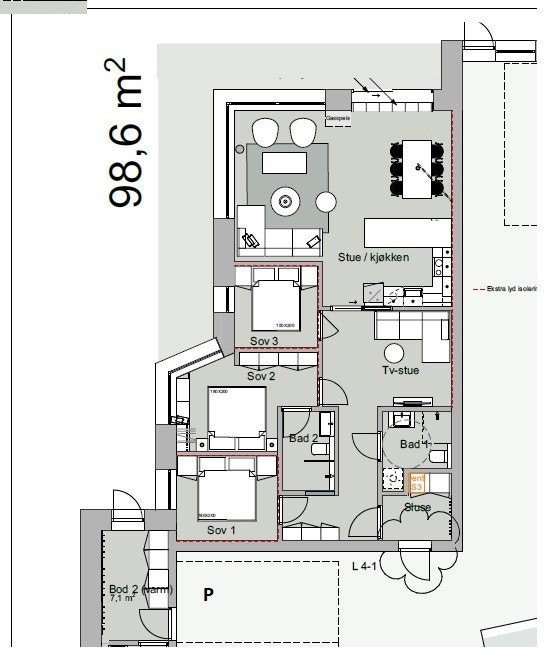 Plantegning Leilighet og bod nr 1. Galleribilde