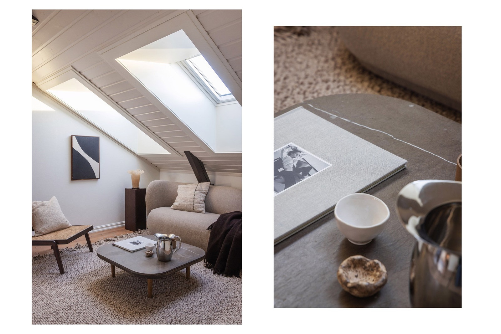 De store Velux-takvinduene (satt inn nye desember 2018) slipper inn rikelig med naturlig lys, noe som bidrar til en lys og luftig følelse gjennom hele rommet. Galleribilde