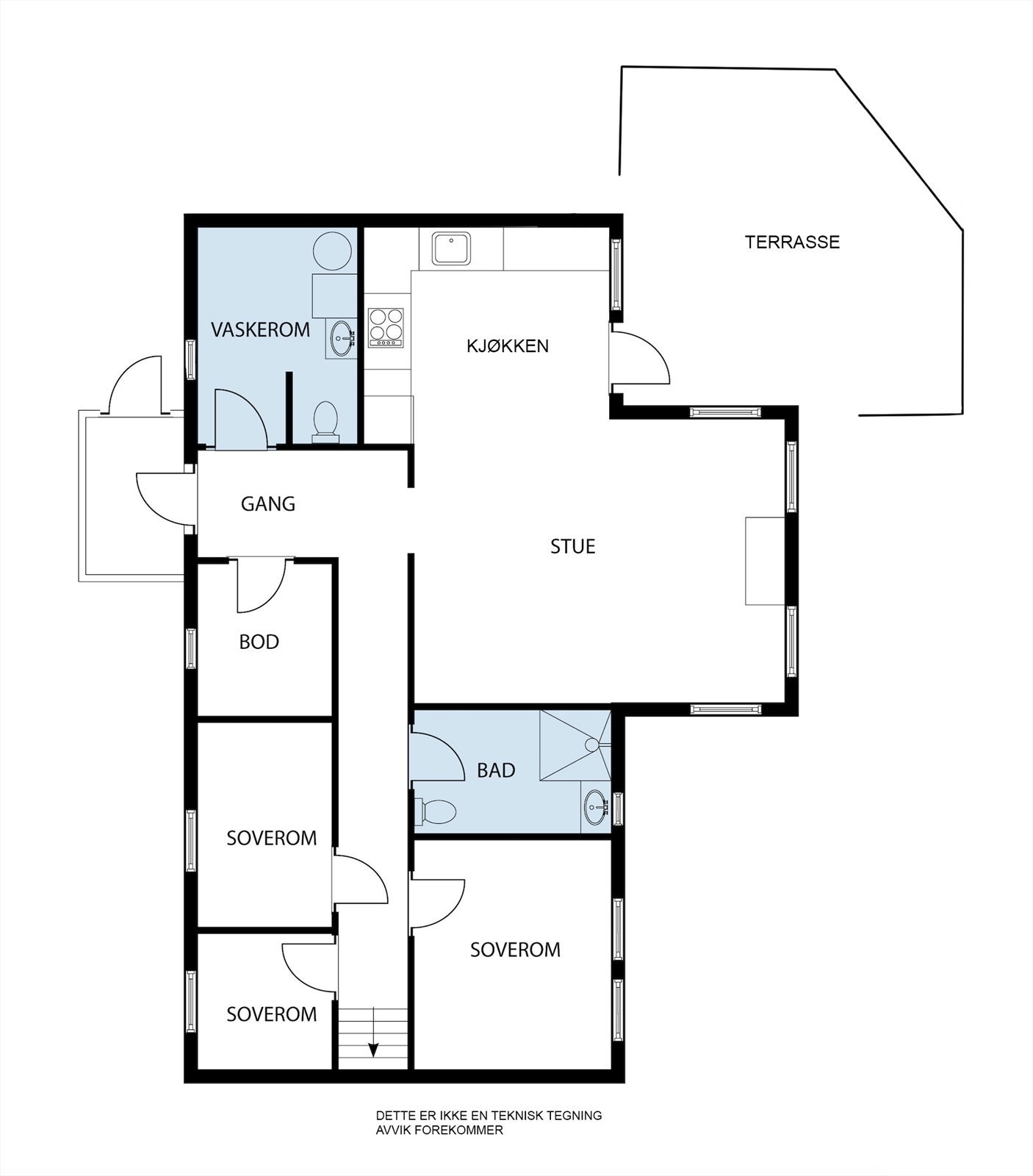 Plantegning 1. etasje 2D. Galleribilde