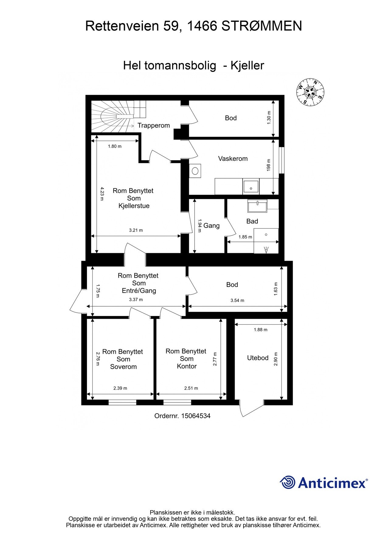 Plantegning kjeller. Galleribilde