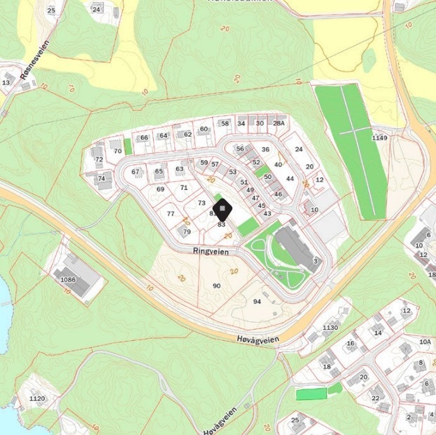 Oversiktskart over området Ringveien i Høvåg Galleribilde