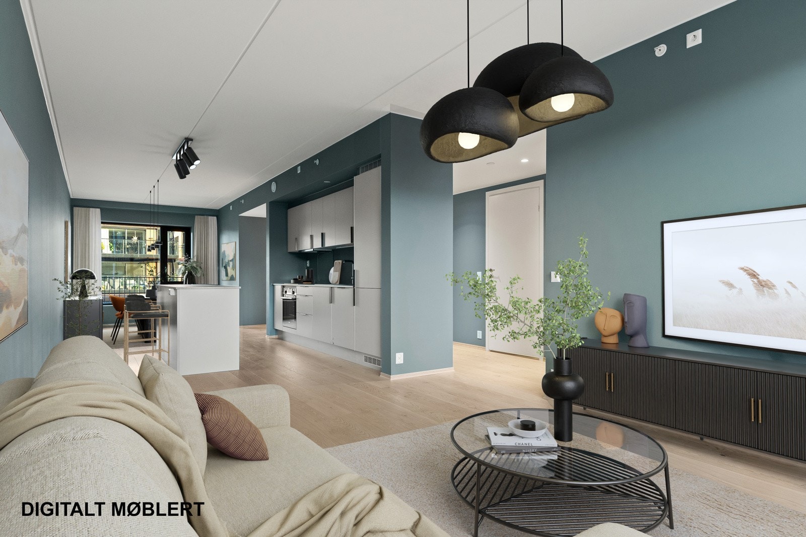 Velkommen til Byhaven Onyx! (stua digitalt møbert) Galleribilde