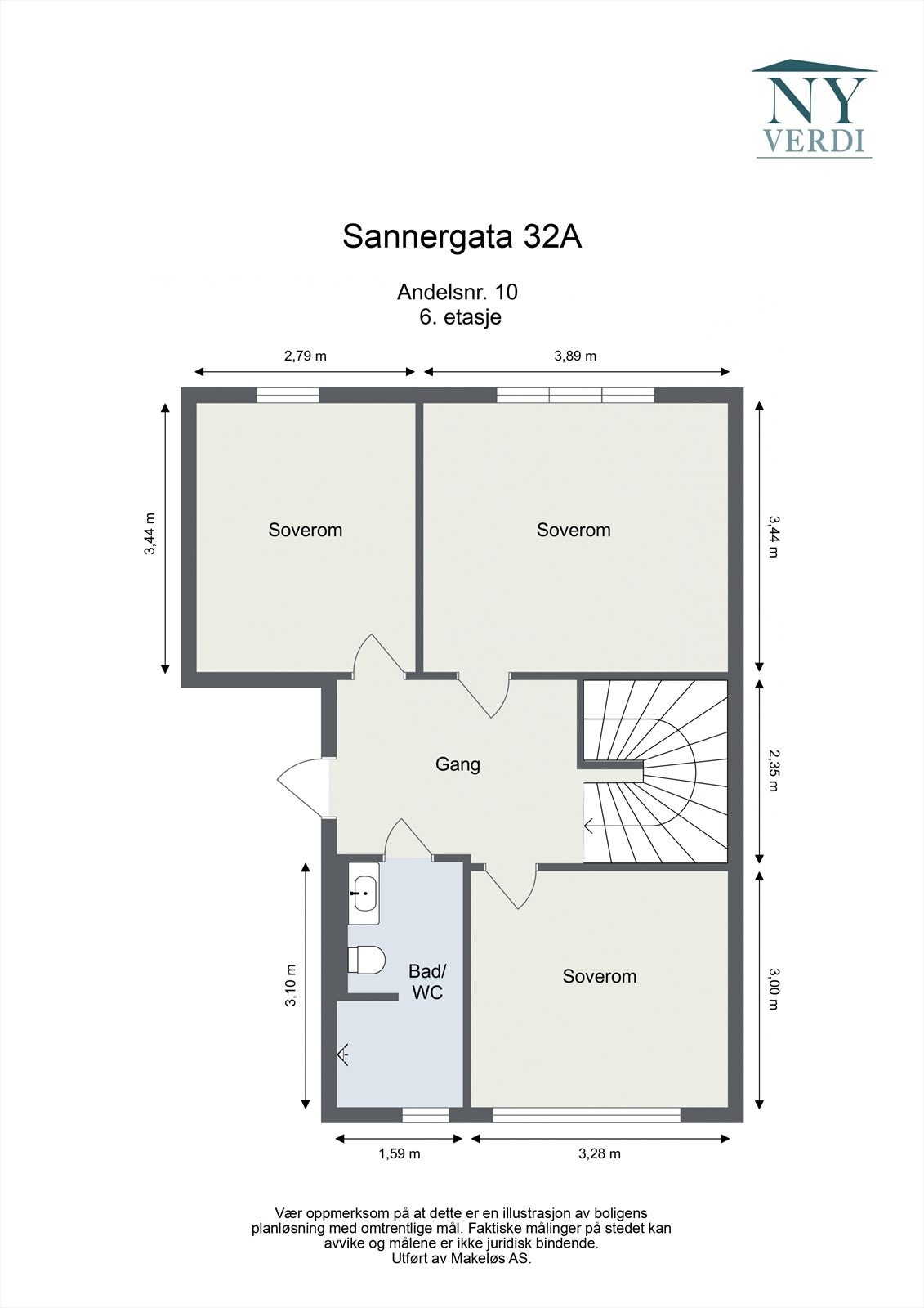 Sannergata 32A - Leil. 1508, andel 10, 6. etg Galleribilde