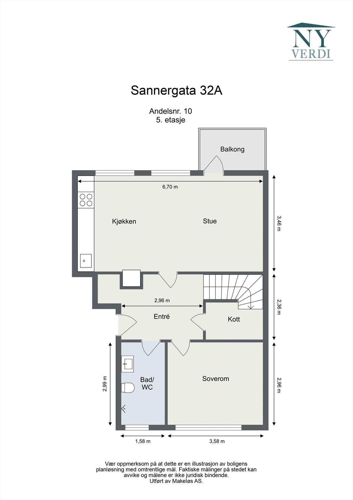 Sannergata 32A - Leil. 1508, andel 10, 5. etg Galleribilde