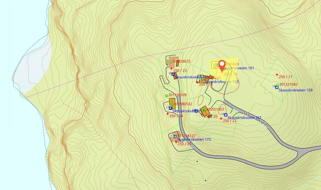 Tomten avmerket på hyttefeltet Galleribilde