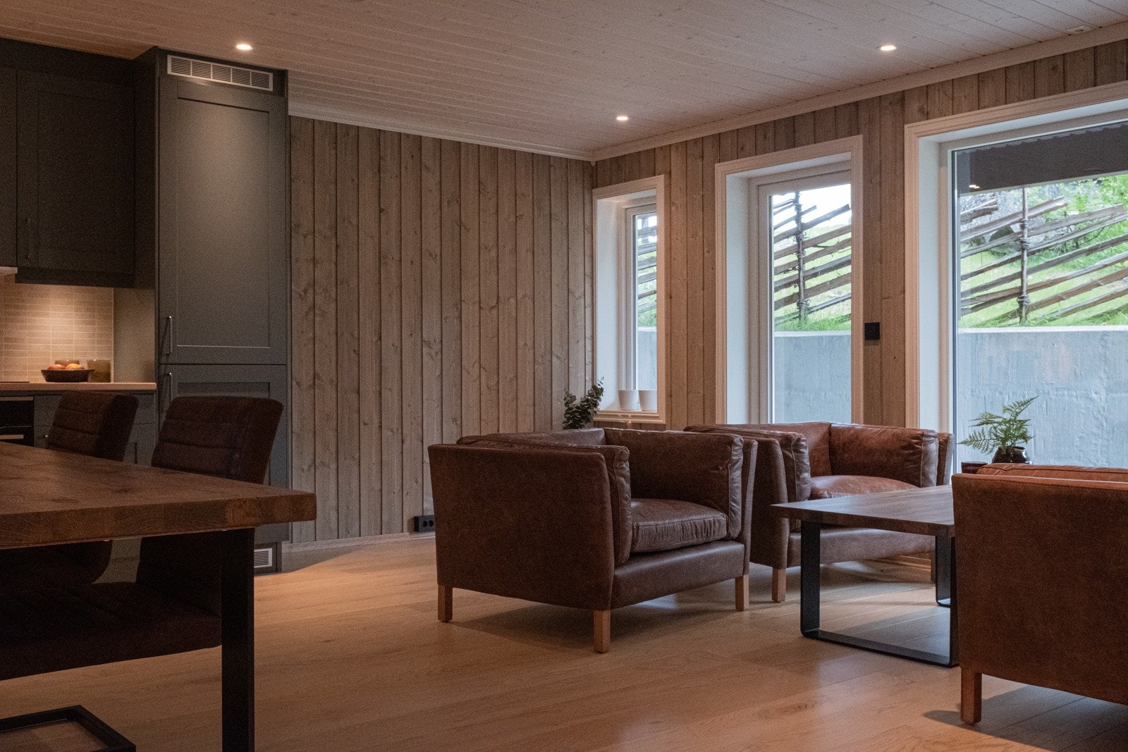 Lun og koselig stue (utbyggers bilde fra en av leilighetene. Foto: Anders Medhus /Hallingcast) Galleribilde