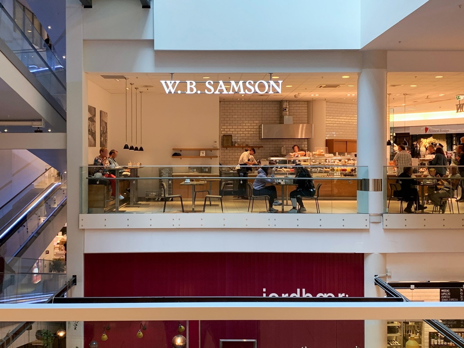 Lambertseter senter med både restauranter, matvarehandel, vinmonopol, kaféer, mm. Galleribilde