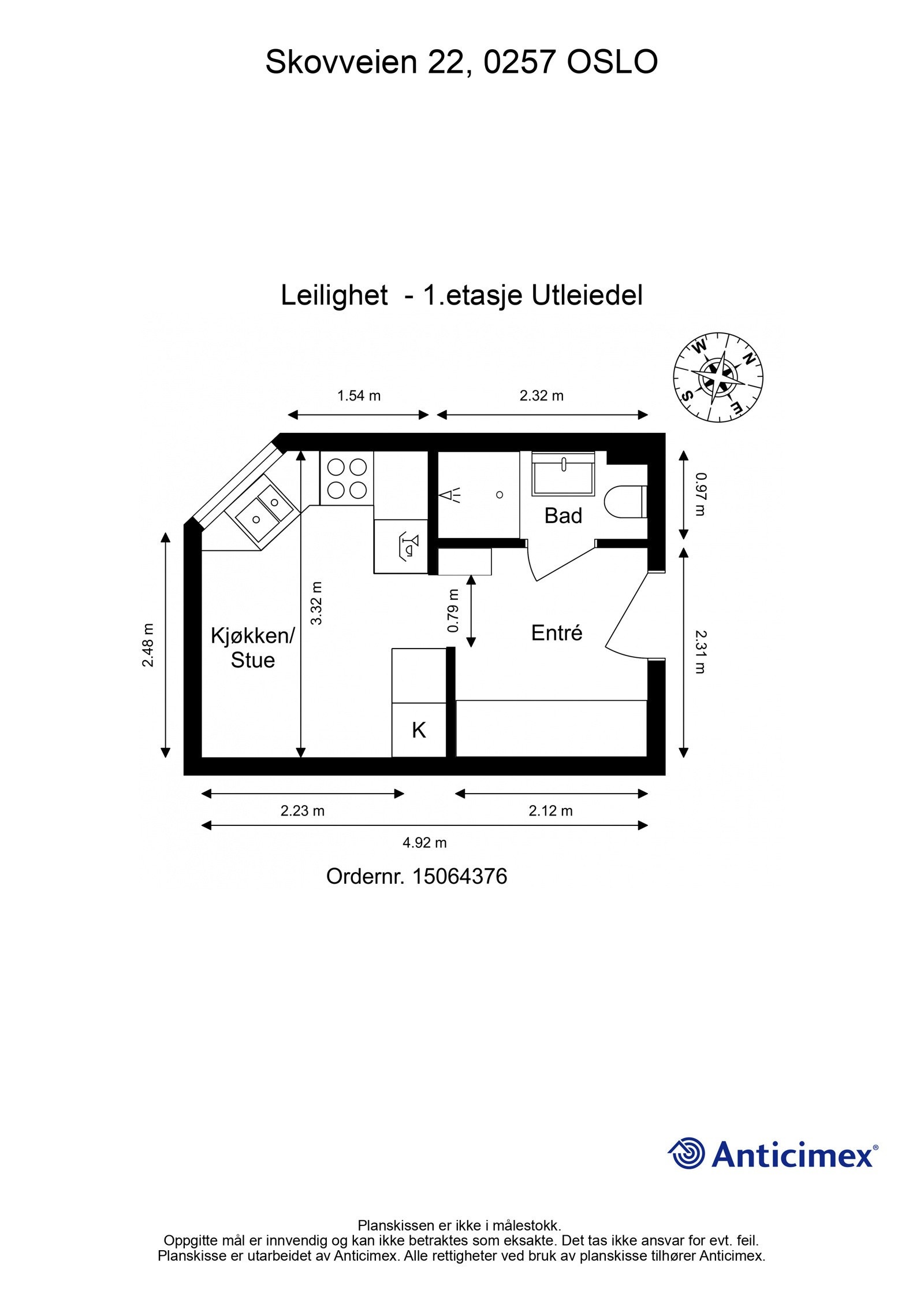 Plan Hybel/ utleiedel - 1.etasje. Galleribilde