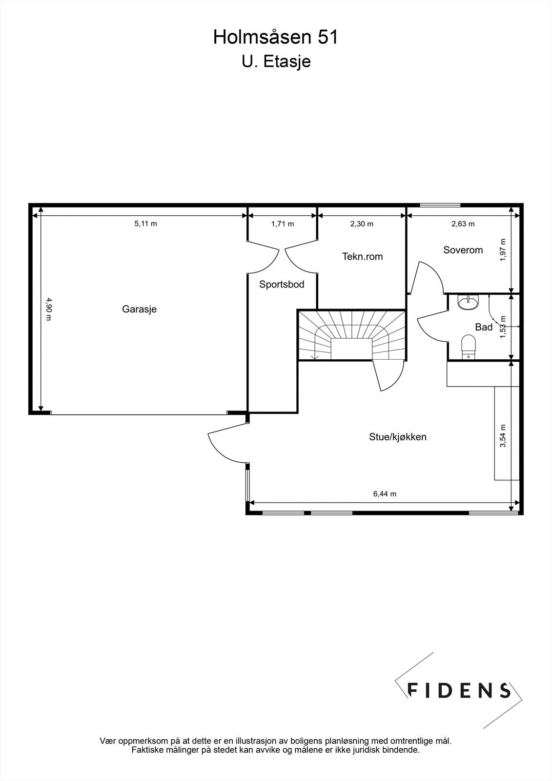 Plantegning u. etasje. Galleribilde