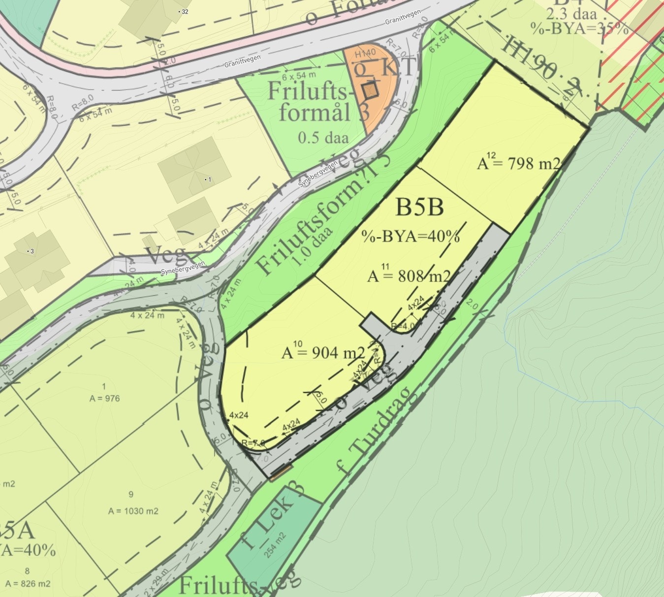 Reguleringsplankart. Tomt 12 er solgt. Galleribilde