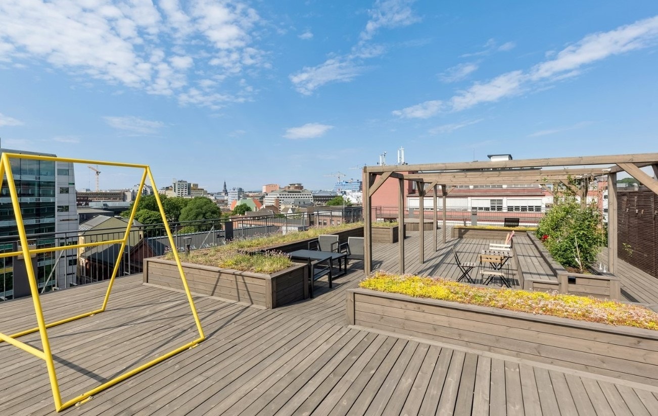 Takterrassen er på ca. på 700 m² med 360 grader utsikt over hele byen! Galleribilde