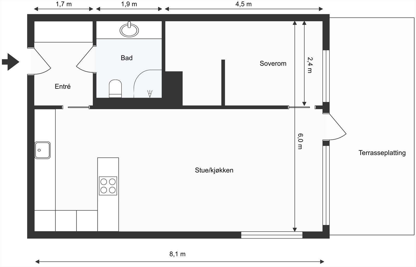 Plantegning Ekebergveien 5B. Galleribilde