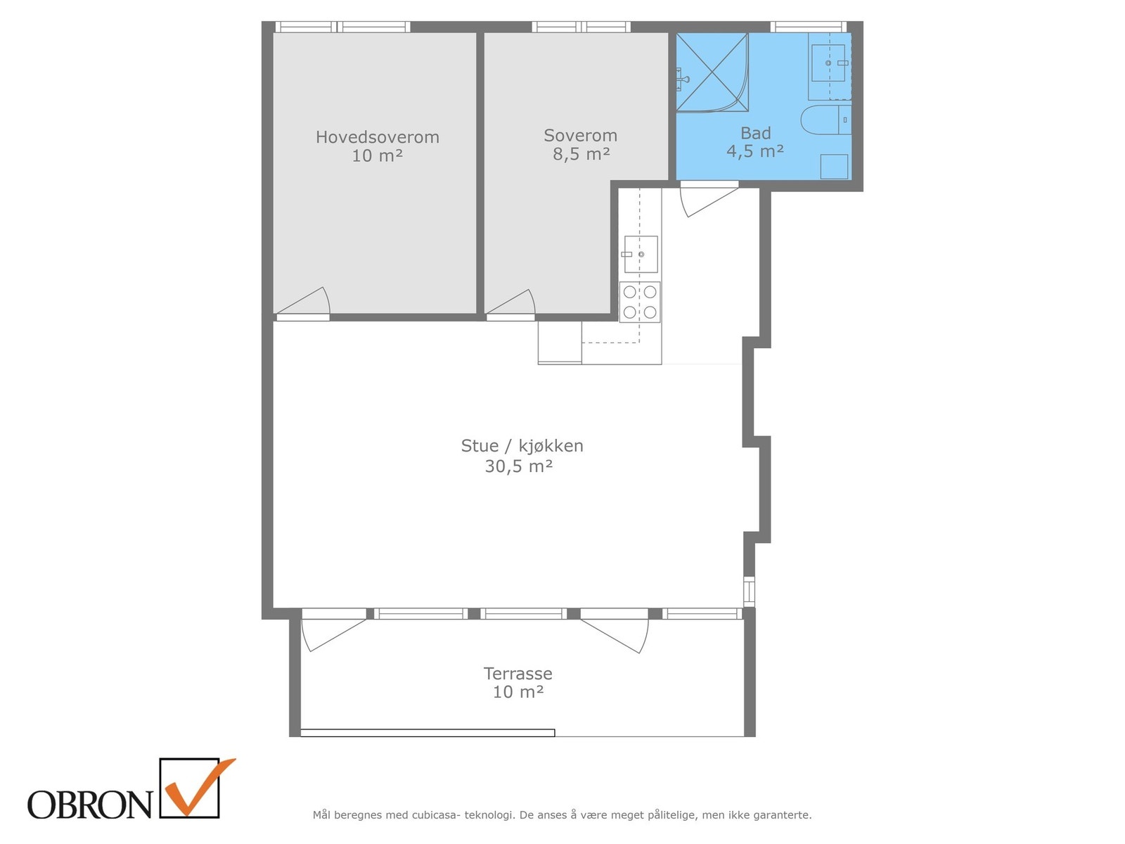 Planskisse, leiligheten har en arealeffektiv og god planløsning. Galleribilde