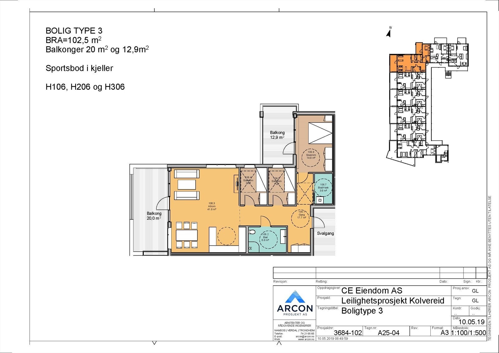 Planløsning over leilighet HO206 Galleribilde