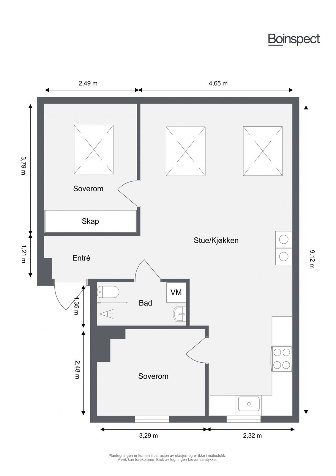 Plantegning med mål Galleribilde