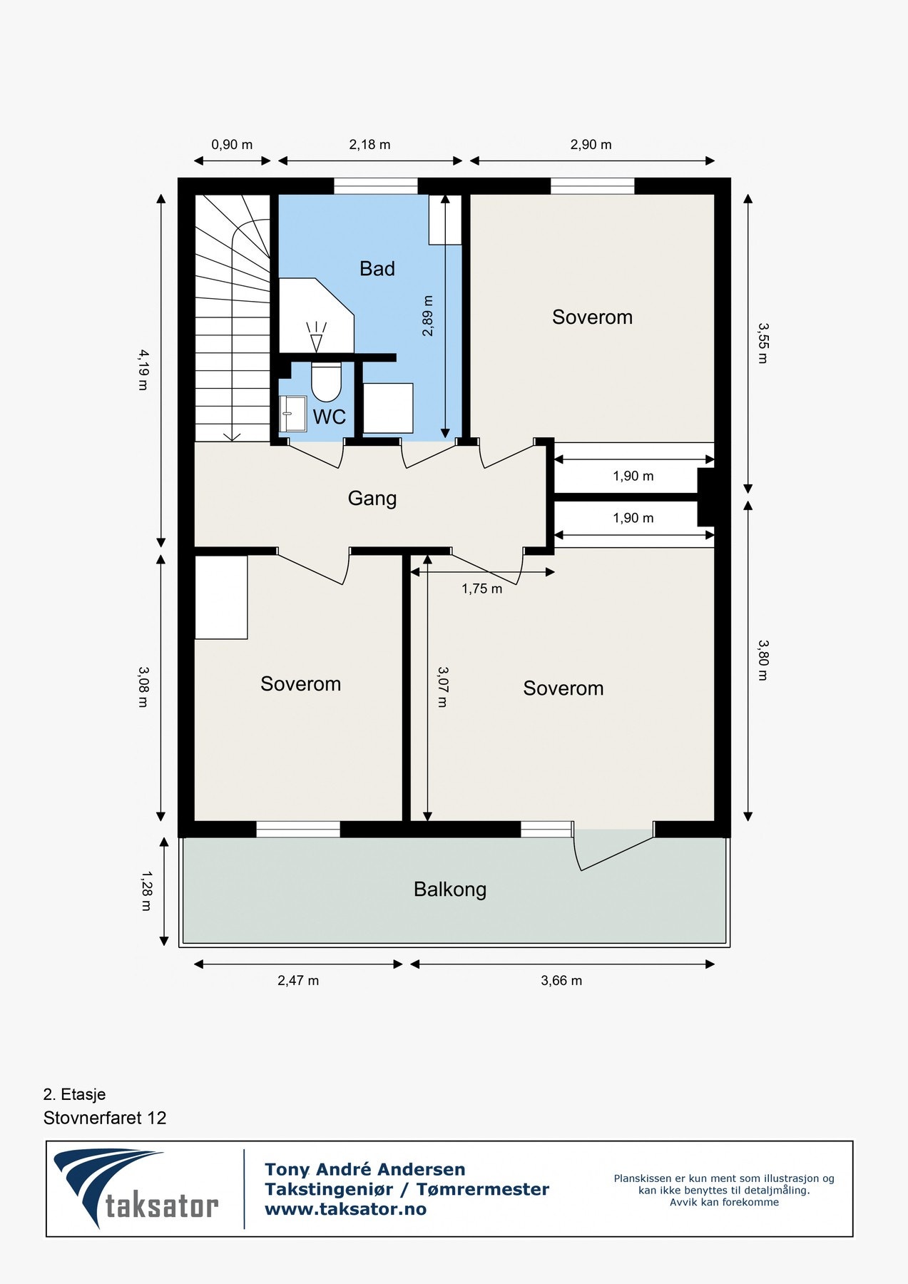 Målsatt plantegning av 2. etasje. Galleribilde