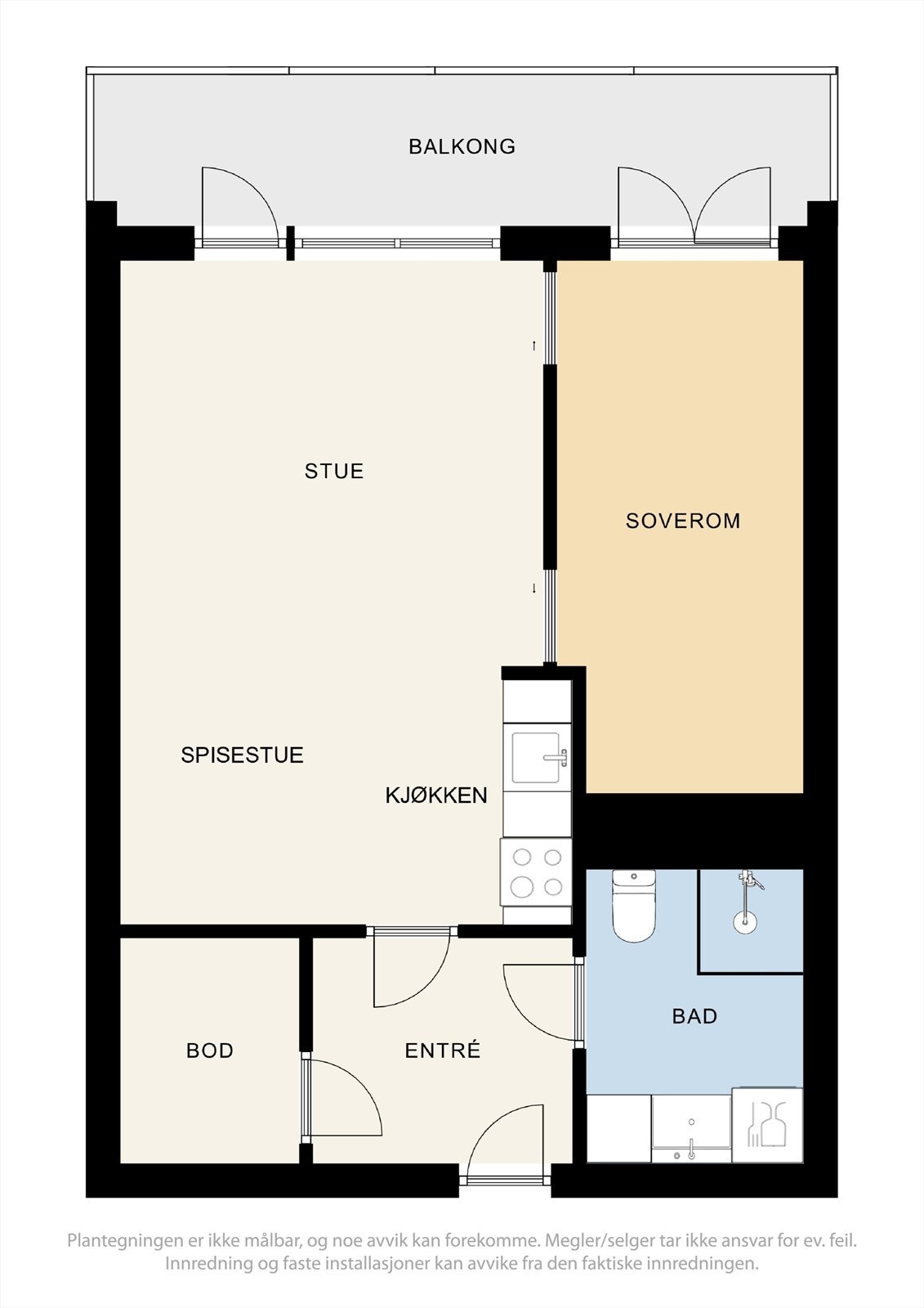 Plantegning - Leiligheten ligger praktisk til i byggets 3.etasje. Galleribilde