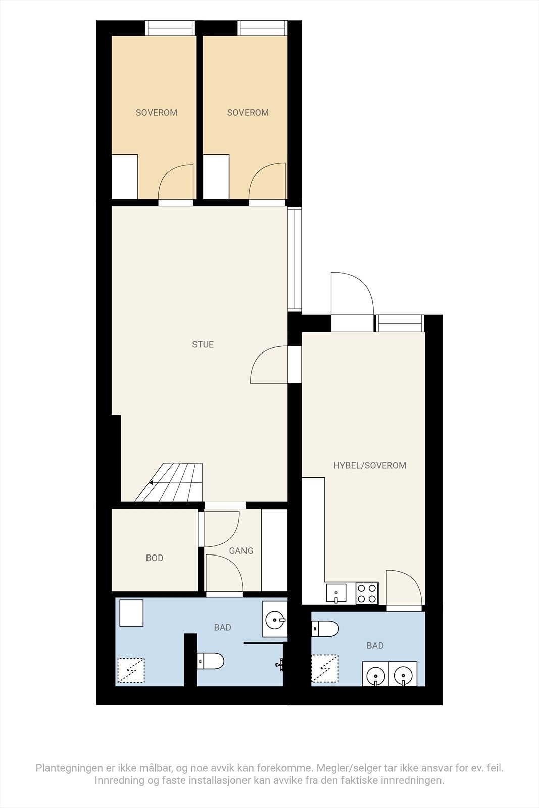 Plantegning kjeller og hybel. Galleribilde