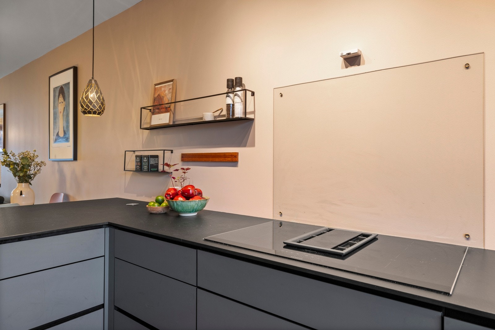 I en bred, nedfelt induksjonstopp er det integrert kullfilterventilator Galleribilde