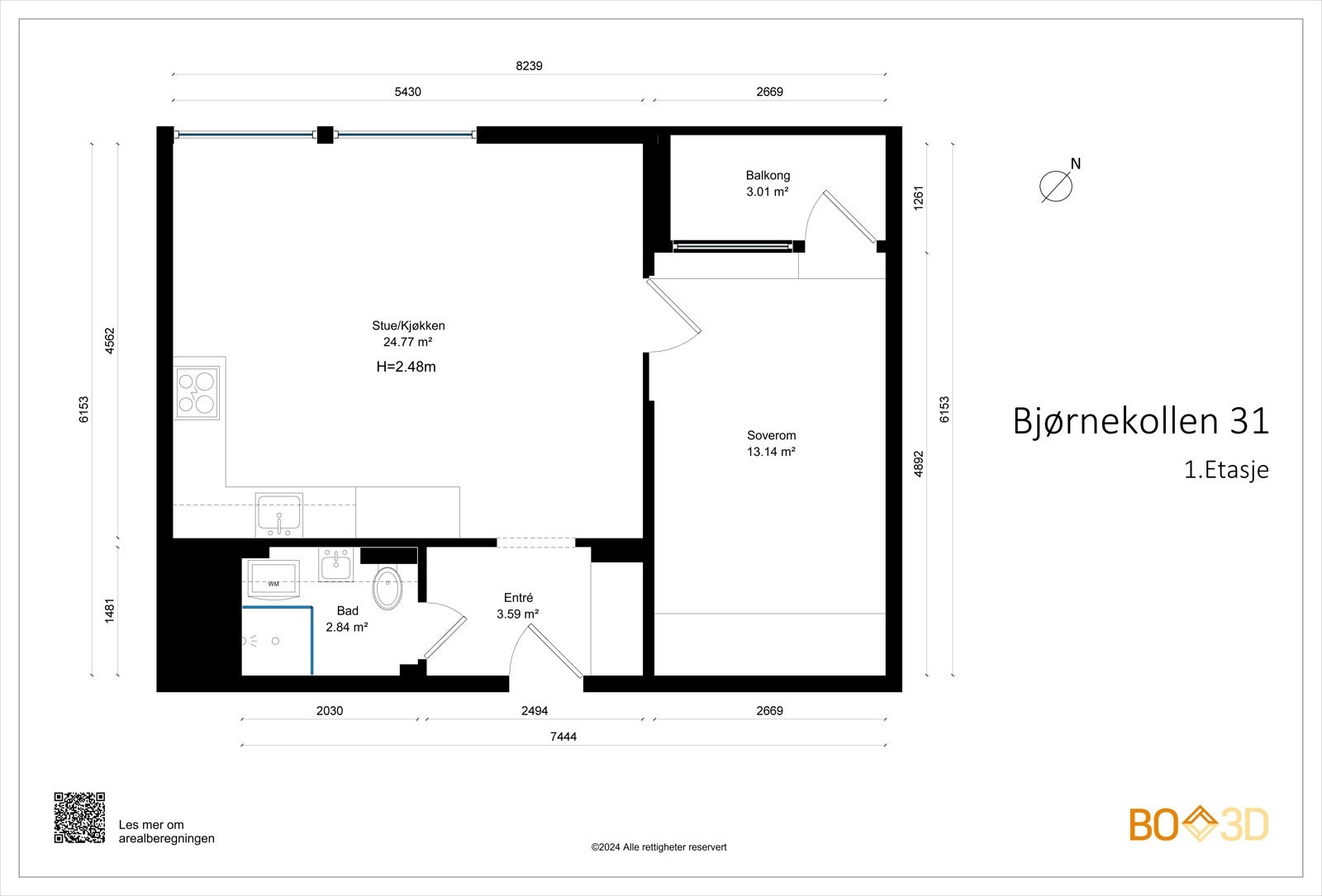 Før vi blar videre ser vi nærmere på boligens planskisse, slik at du får orientert deg litt. I tillegg til leiligheten arealer disponerer boligen 1 kjellerbod. Galleribilde