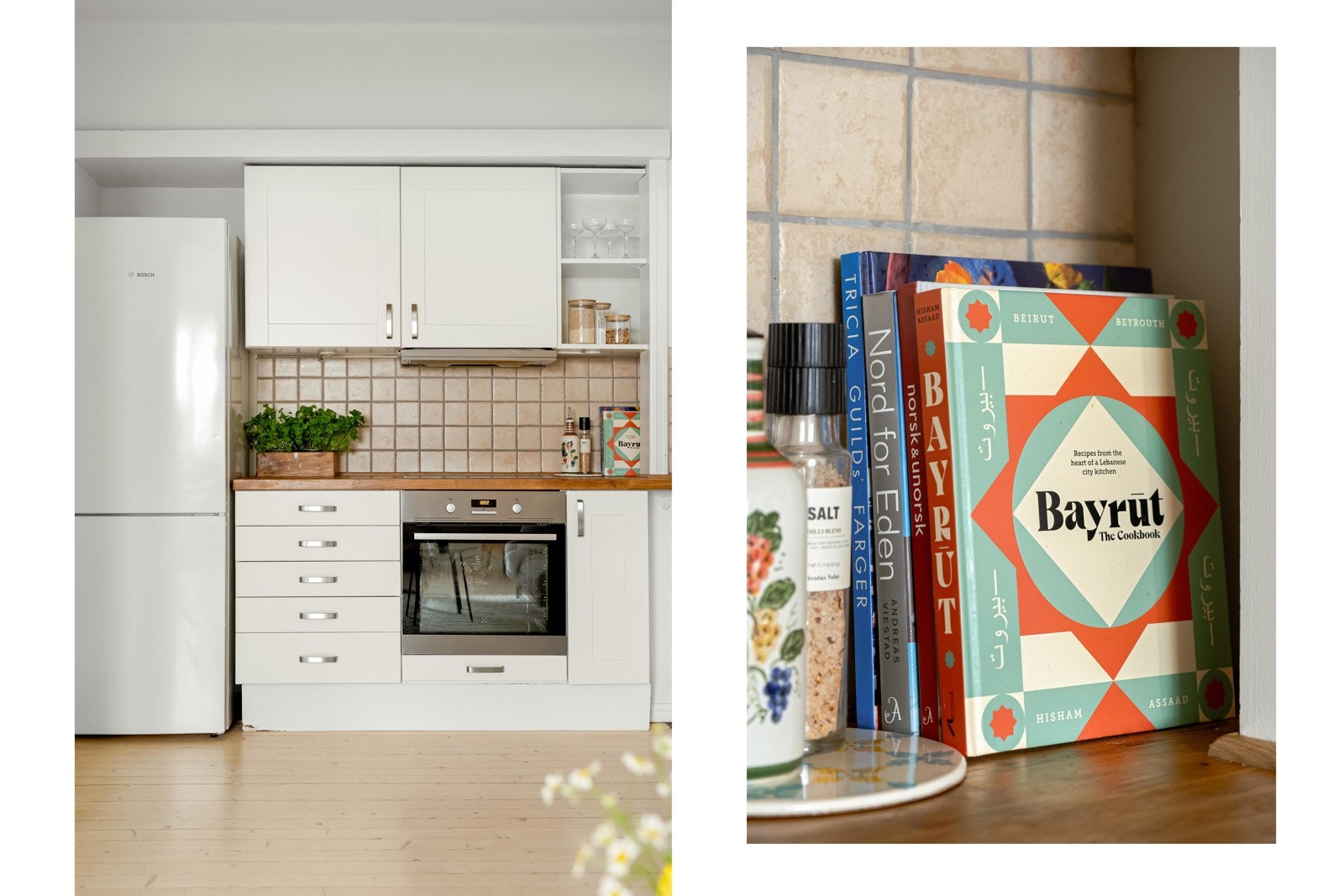 Kjøkkenet ligger i en delvis åpen løsning, hvor det er enkelt å sosialisere samtidig som maten tilberedes. Galleribilde