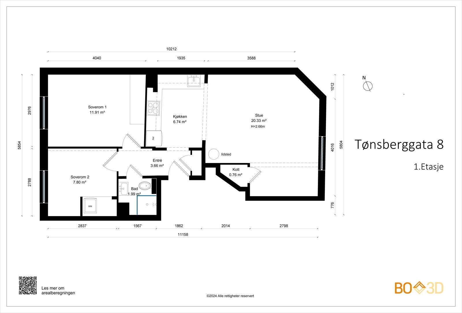 Før vi blar videre ser vi nærmere på boligens planskisse, slik at du får orientert deg litt. I tillegg til innvendige arealer disponerer boligen hele tre boder, med et totalt areal på 21 kvm. Galleribilde