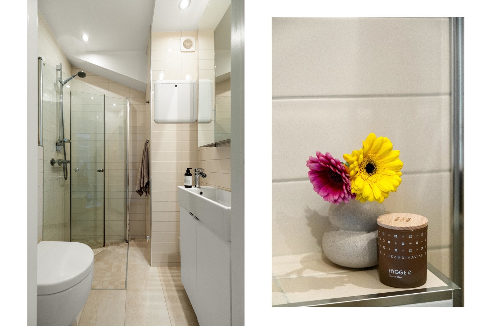 Leiligheten har et svært pent og tidløst baderom fra 2013. Galleribilde