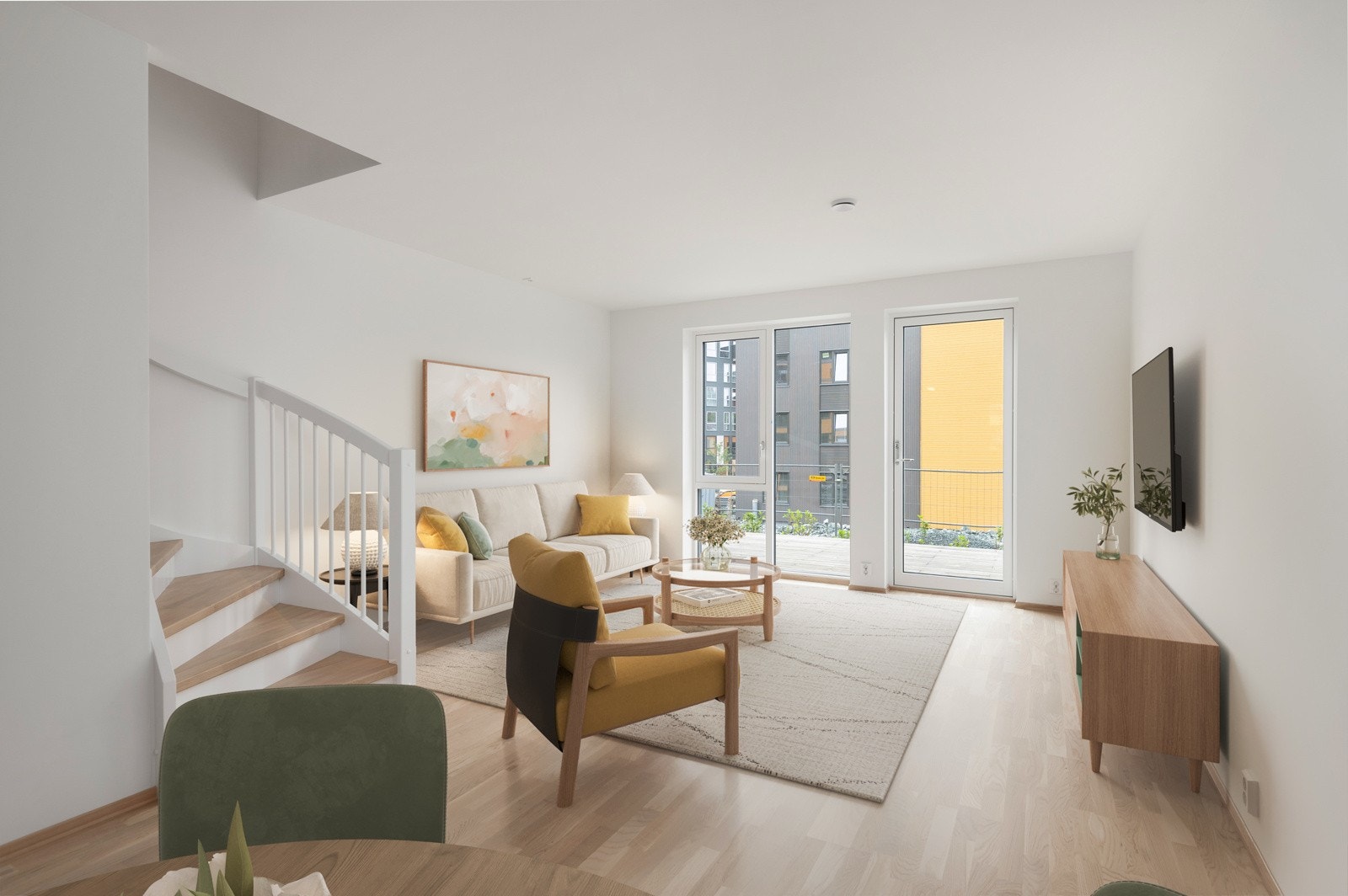 Stuen er 24 kvm - Virtuell møblering Galleribilde