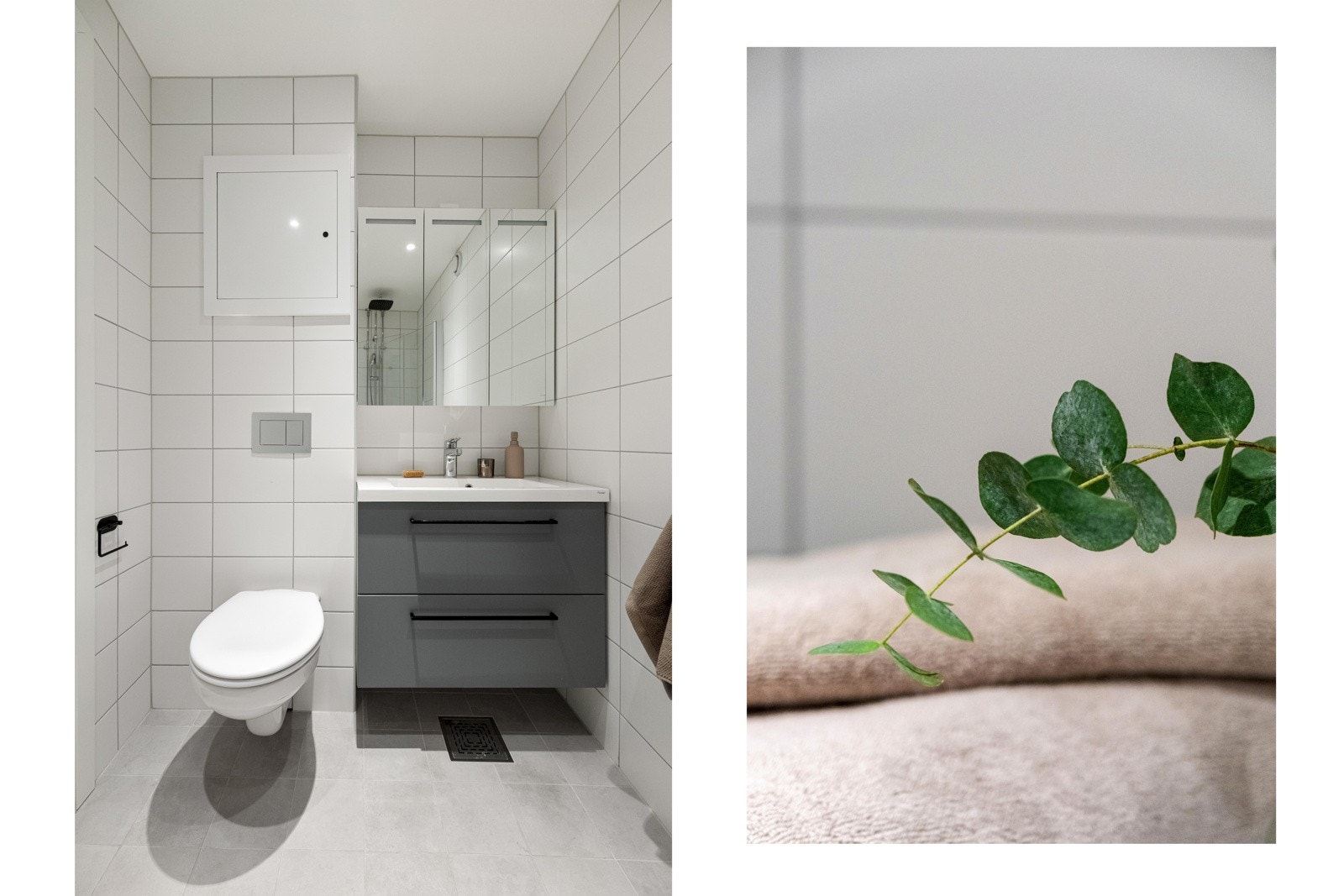 Det er lune varmekabler i gulv og downlights i tak for god belysning. Galleribilde