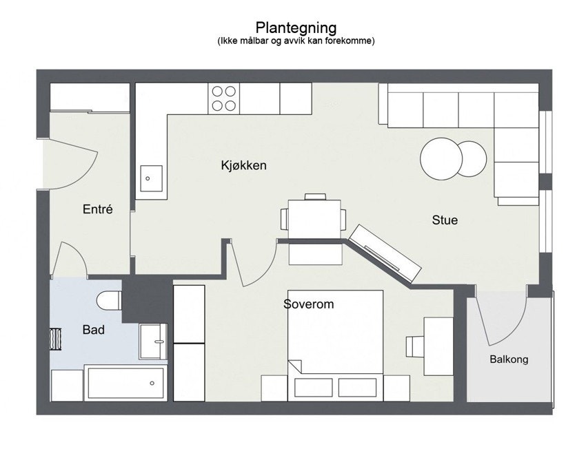 Plantegning - Ikke målbar og avvik kan forekomme. Galleribilde