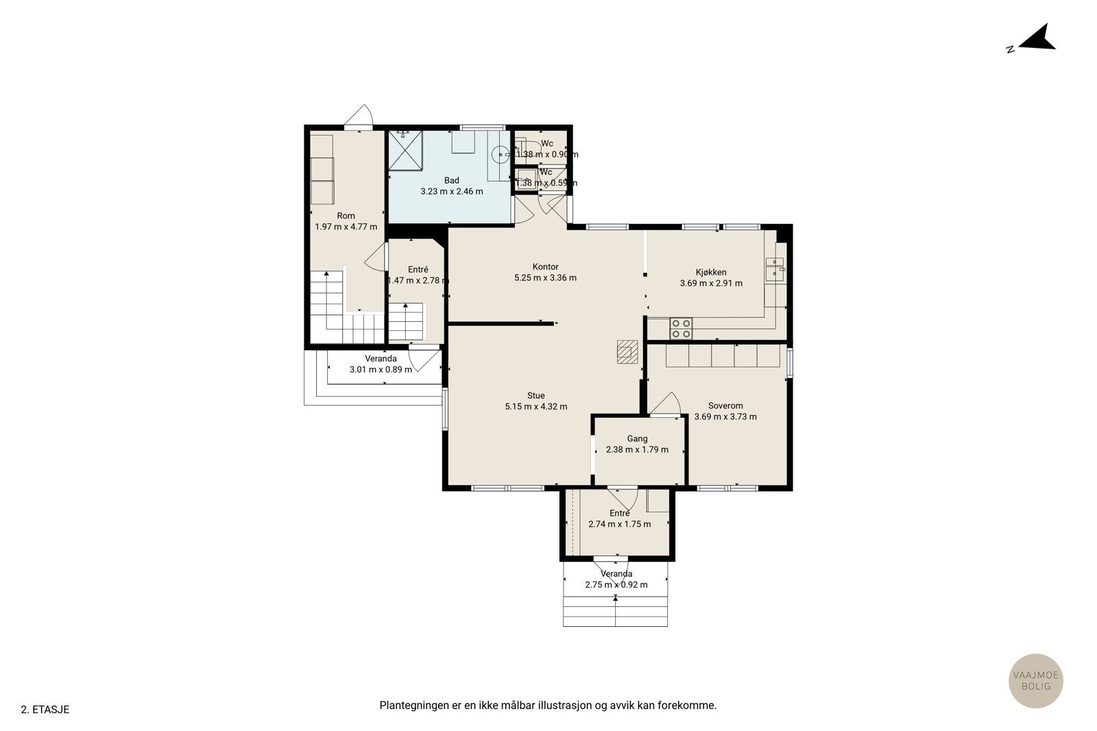 Plantegning for boligens andre boenhet i 1. etajse Galleribilde