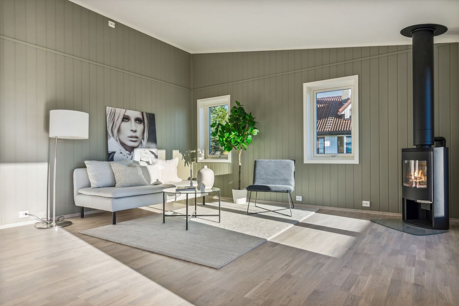 Det er balansert ventilasjon. Oppvarming fra elektrisitet og vedfyring Galleribilde