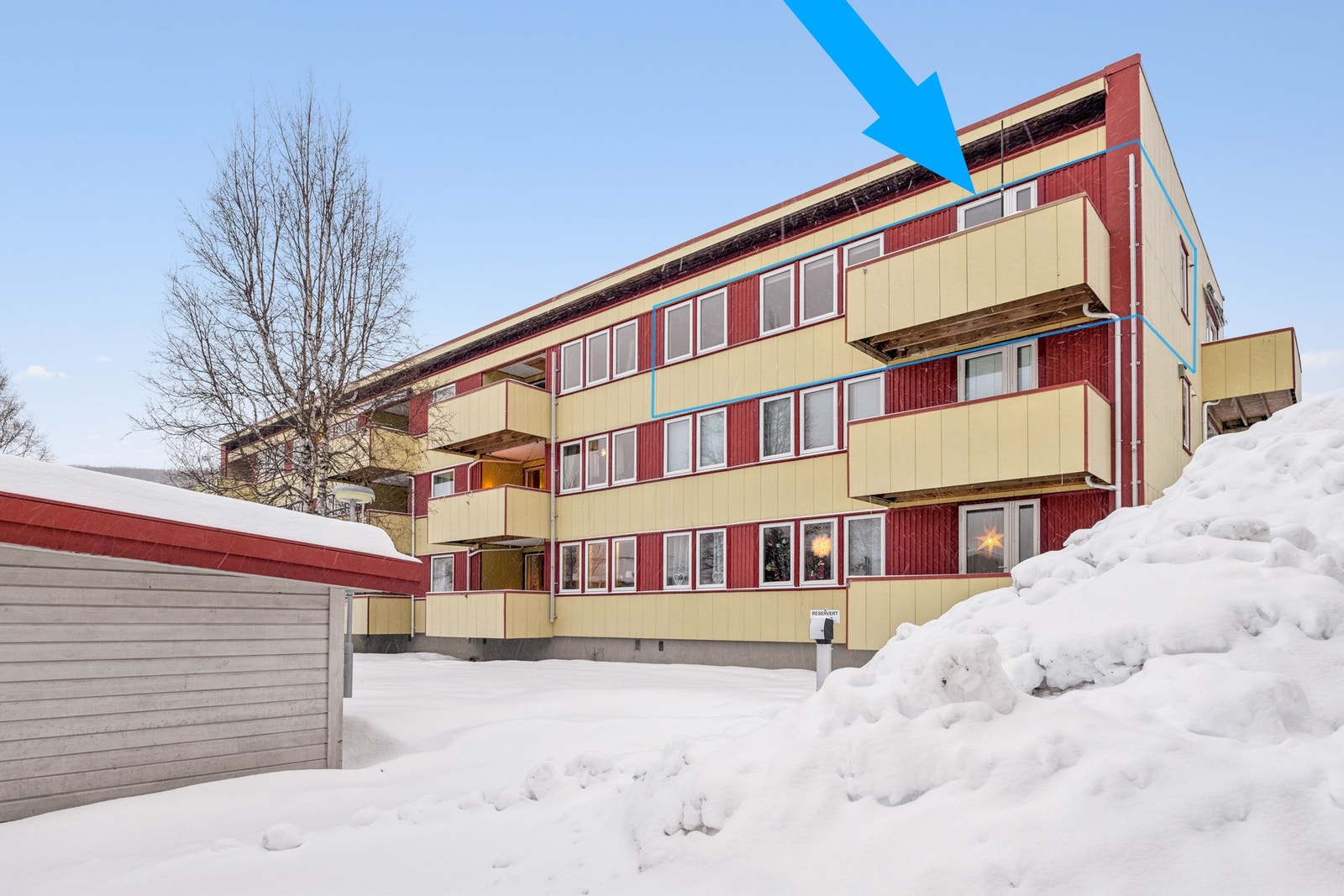 Leiligheten ligger i øverste etasje med endebeliggenhet Galleribilde