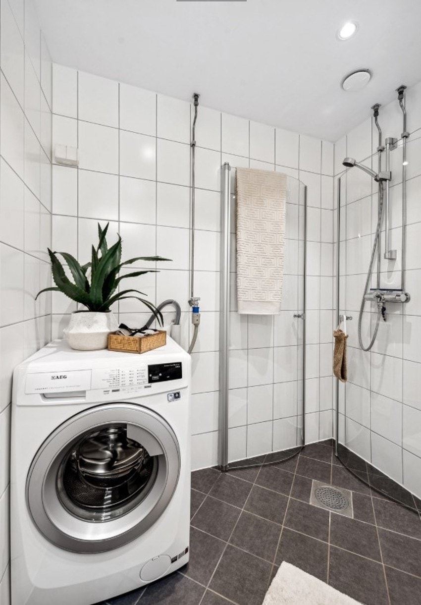 Opplegg for vaskemaskin. Naturlig ventilasjon. Galleribilde