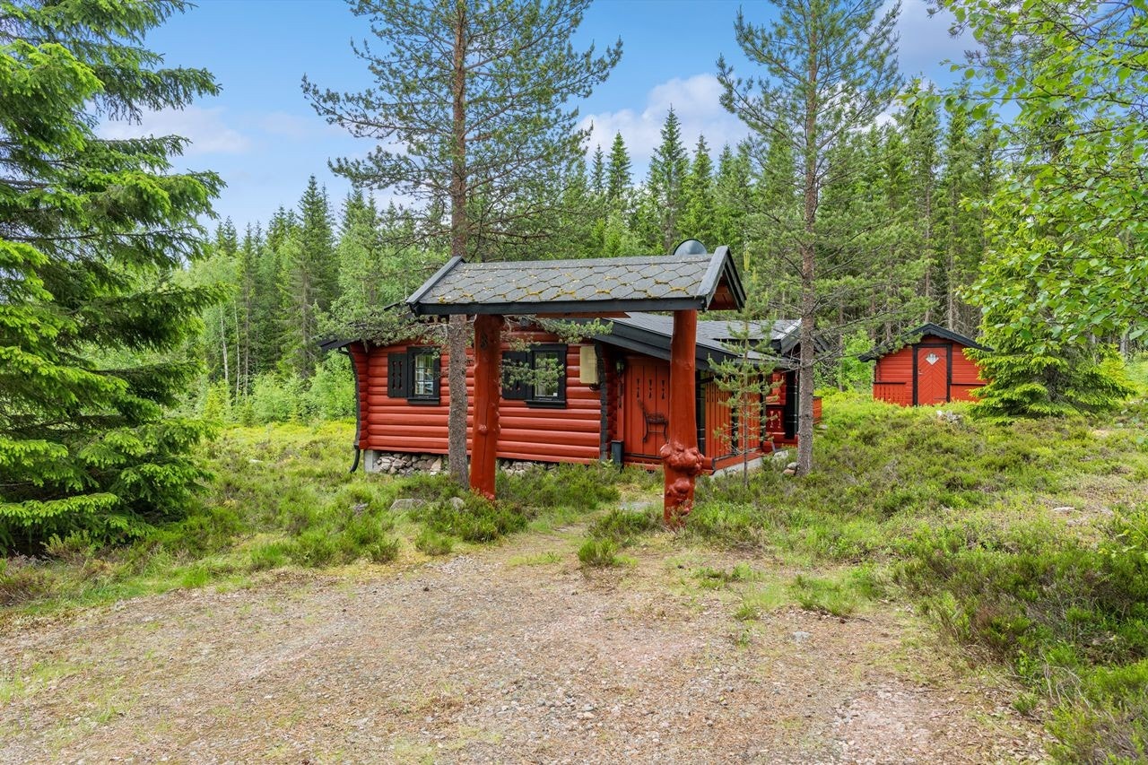 En portal ønsker deg velkommen inn til hytta. Galleribilde