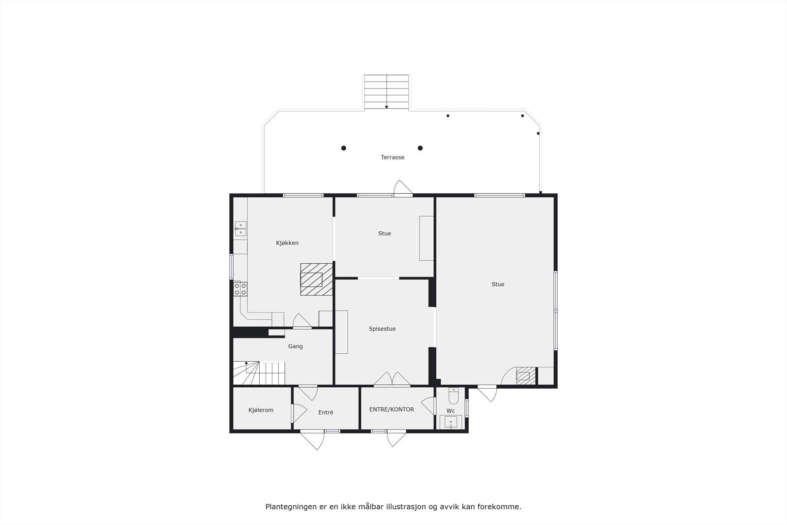 Plantegning, våningshuset i 1. etg. Galleribilde