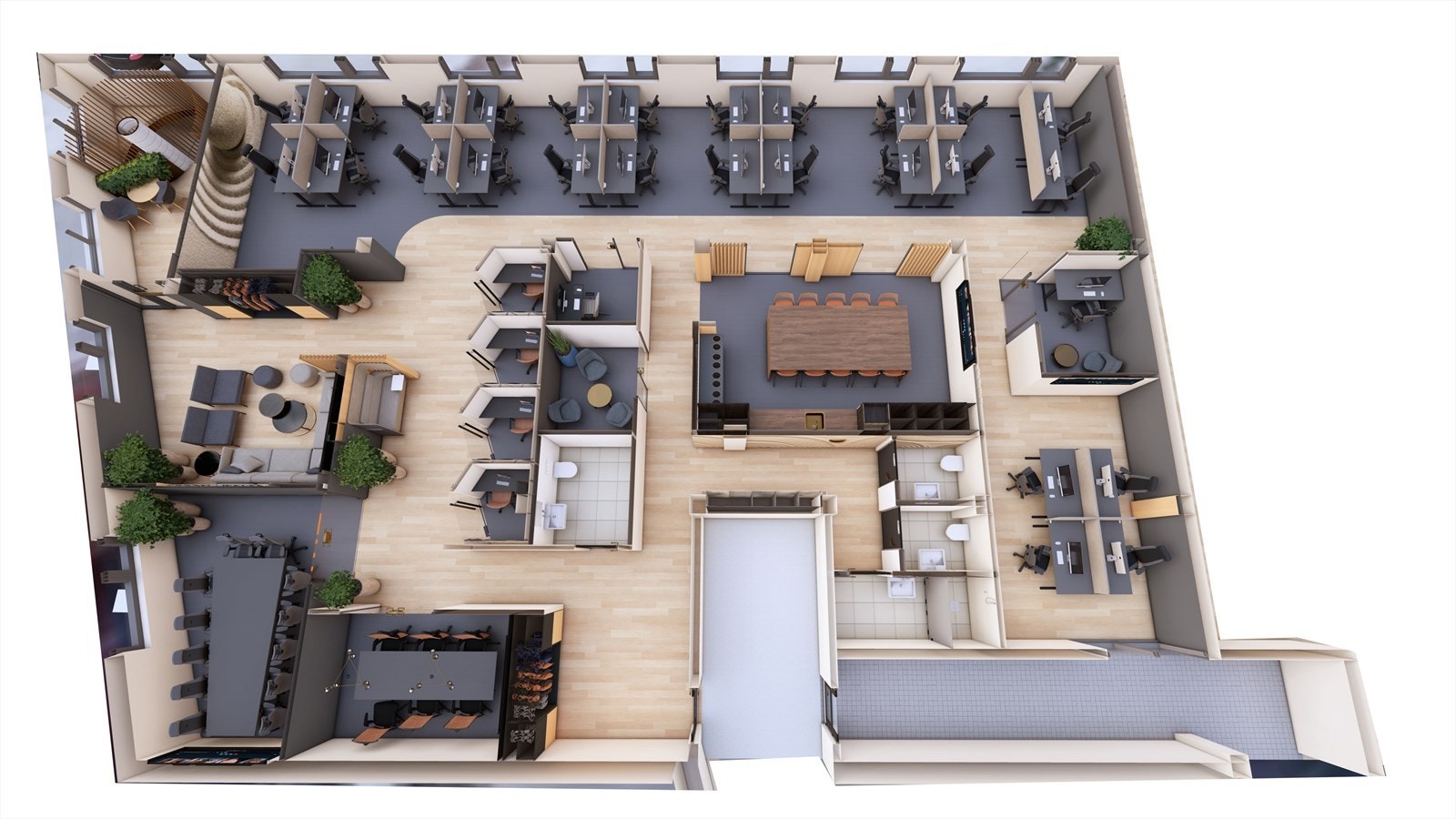 Forslag til innredning av ledig lokale i 2. etg. BTA 430 m². Galleribilde