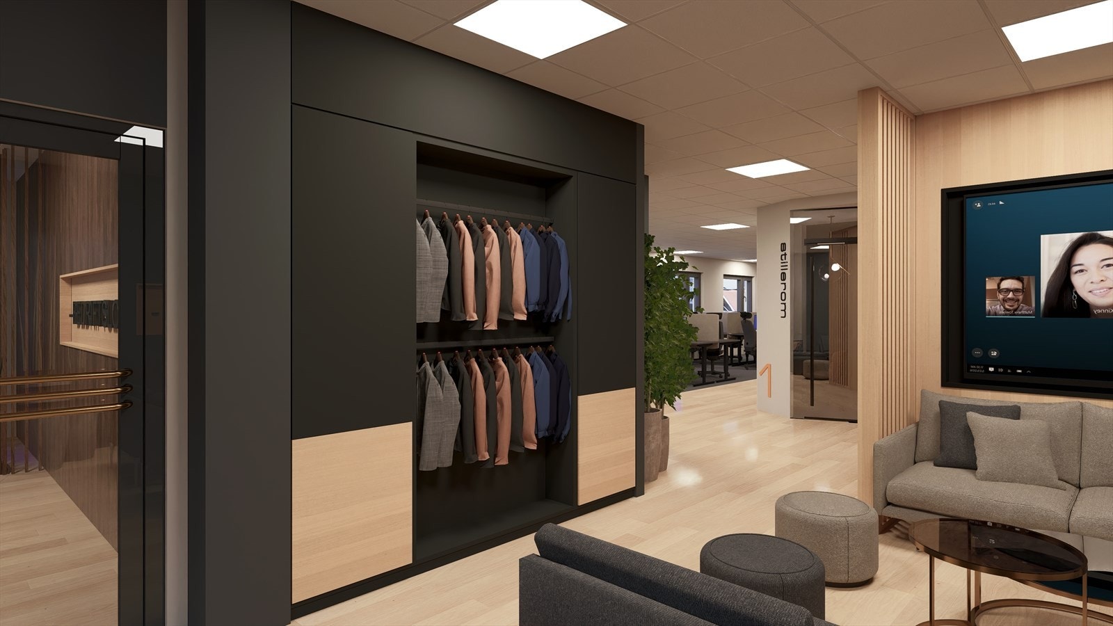 Illustrasjon av ledige lokaler i 2. etg. BTA 430 m². Lokalet er i dag utleid til tannlegekontor. Det er heis til 2. etg. Galleribilde