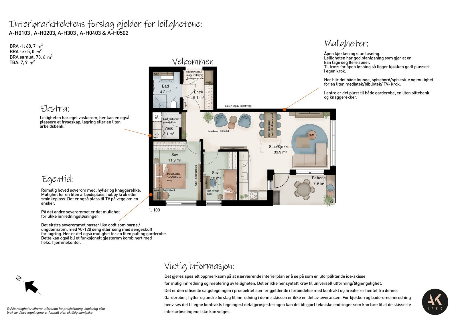 Interiørarkitektens møbleringsforslag Galleribilde