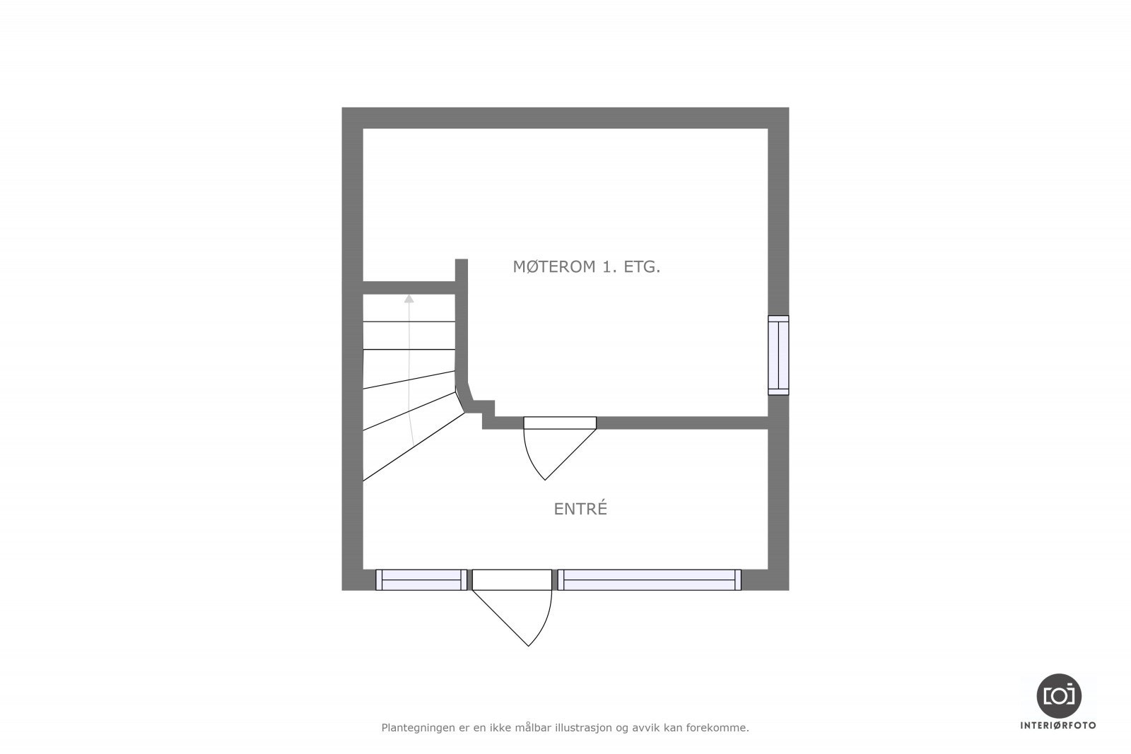Plantegning 1. etg. uten boder og inngang til heis. Galleribilde