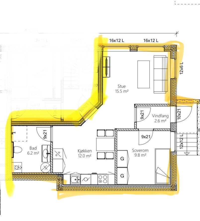 Plantegning av hybelleiligheten Galleribilde