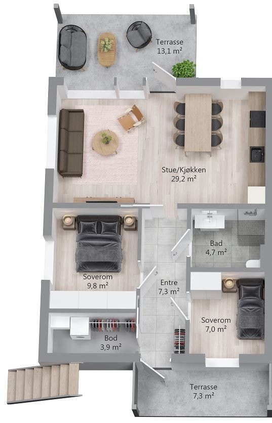 Leilighet i 1. etasje. Galleribilde