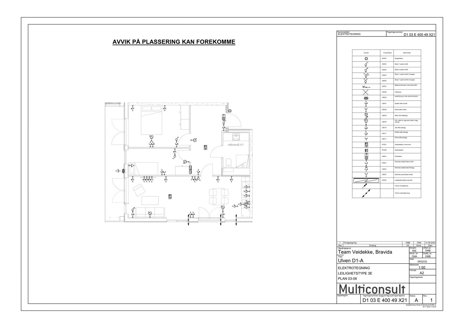 Elektrotegning for leilighet 3021 Galleribilde