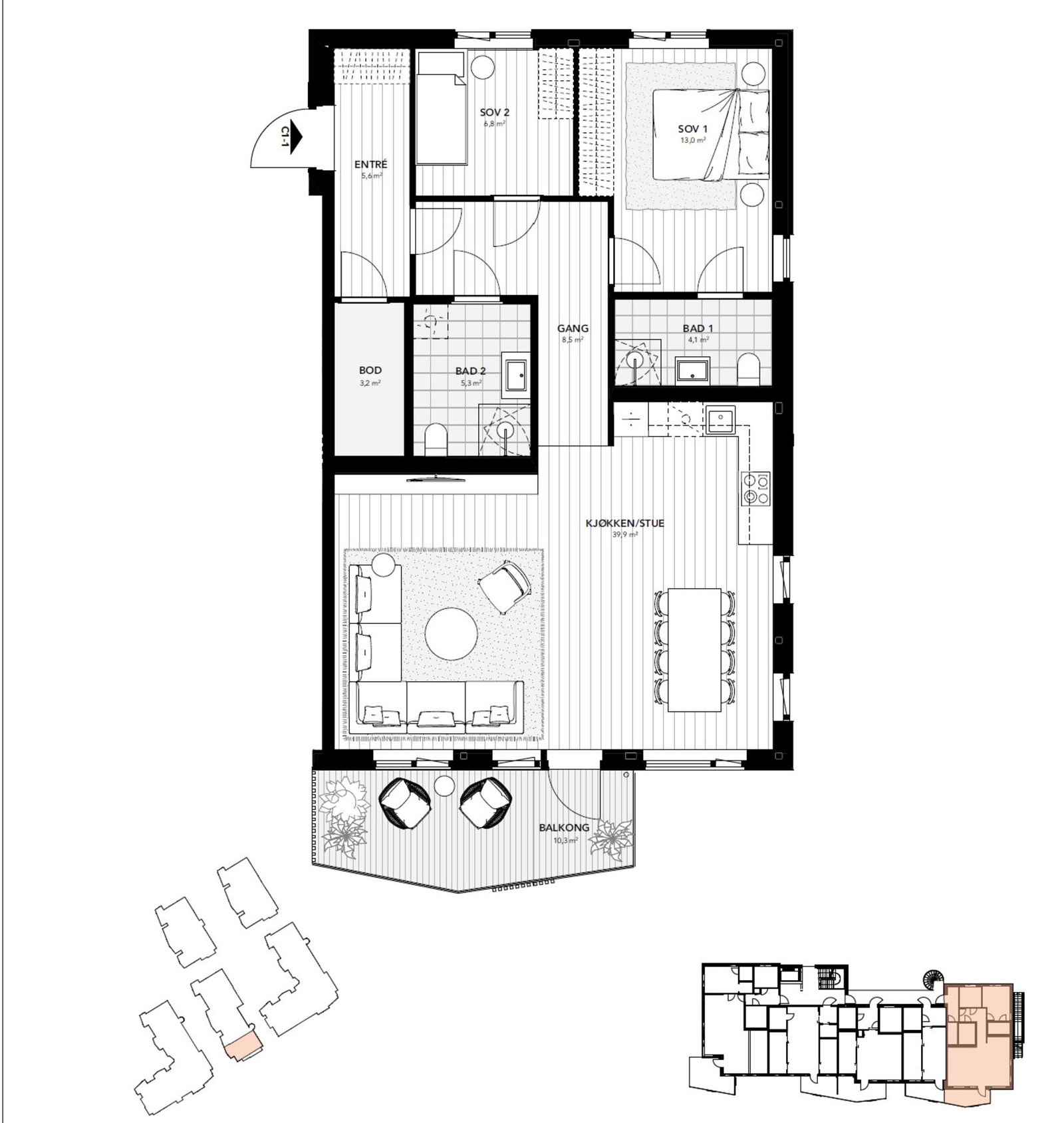 Planløsning - det medfølger sportsbod i kjeller. Galleribilde