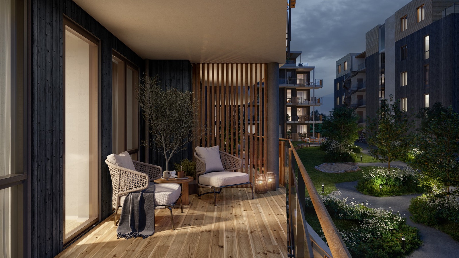 På Vikhammerstrand
har alle leilighetene gode
private uteplasser, de
fleste med sjøutsikt Galleribilde