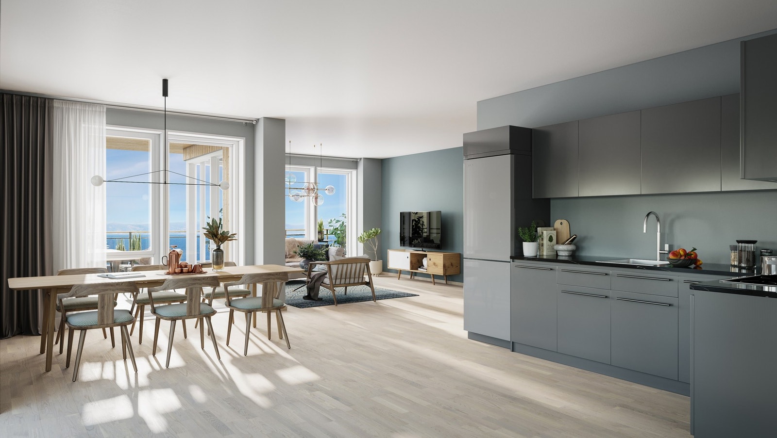 I alle leiligheter er det plasseffektive, moderne kvalitetskjøkken fra
velkjente Sigdal Galleribilde