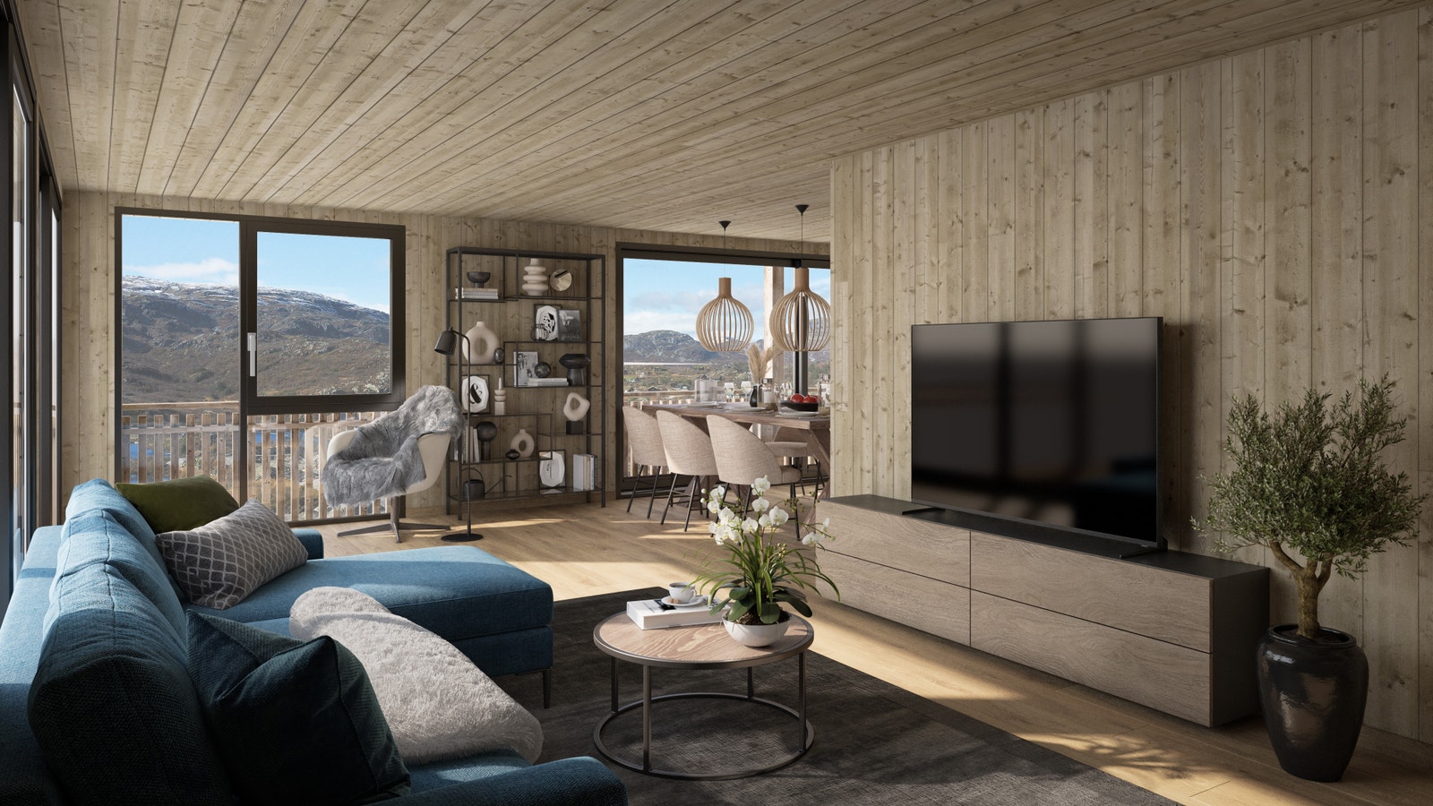 Store vindusflater som slipper inn rikelig med dagslys. Galleribilde