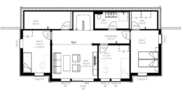 Plantegning underetasje Galleribilde
